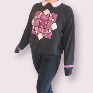 Lee Black and Pink Geometric Women's Sweater